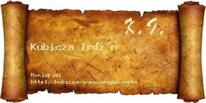 Kubicza Irén névjegykártya